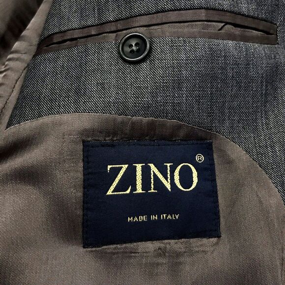 Zino Wool Italy Super 120 Sport Coat Di Valdengo Gray 44 Mens USA - Picture 3 of 12